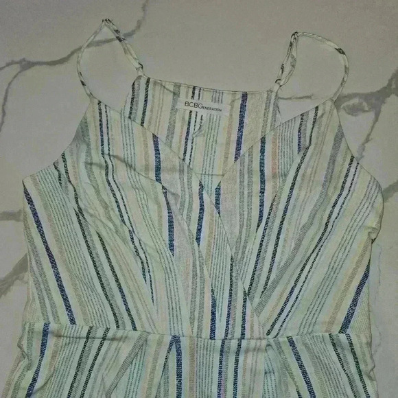 BCBGENERATION Womens Sleeveless Faux Wrap Striped Dress Pink Blue Size Small - Picture 4 of 9